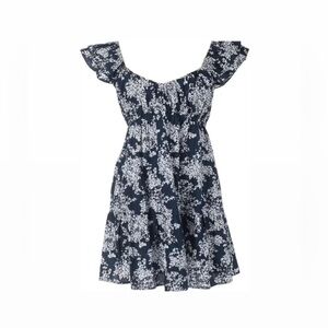 Abercrombie & Fitch Blue and White Floral Flutter Sleeve Dress